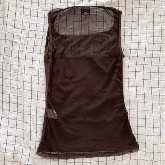 MOSCHINO - 90s Sheer Back Mesh Tank in Brown - Picture 5 of 5